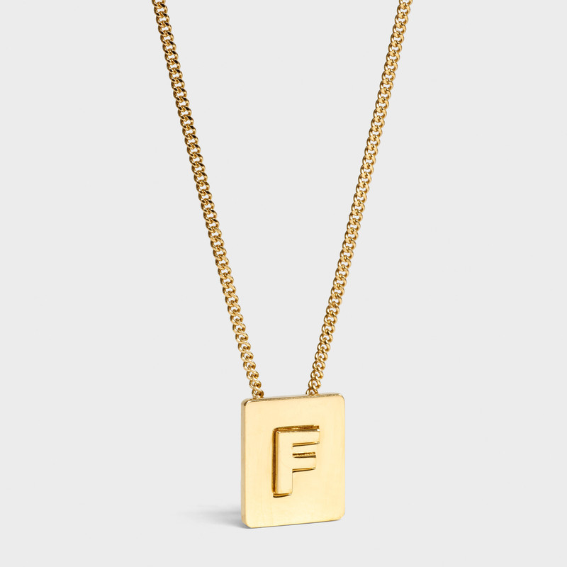 Alphabet F Necklace in Brass with Gold finish 1
