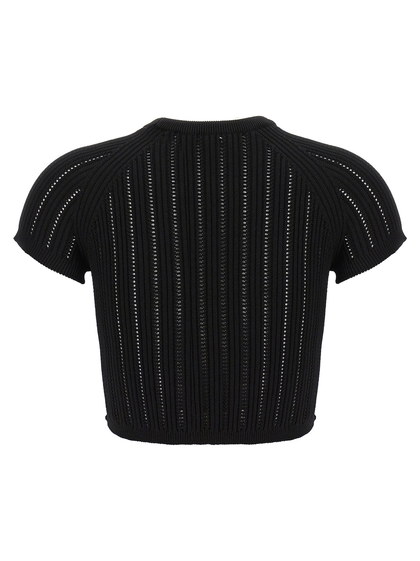 Logo Buttons Cropped Top Tops Black - 2