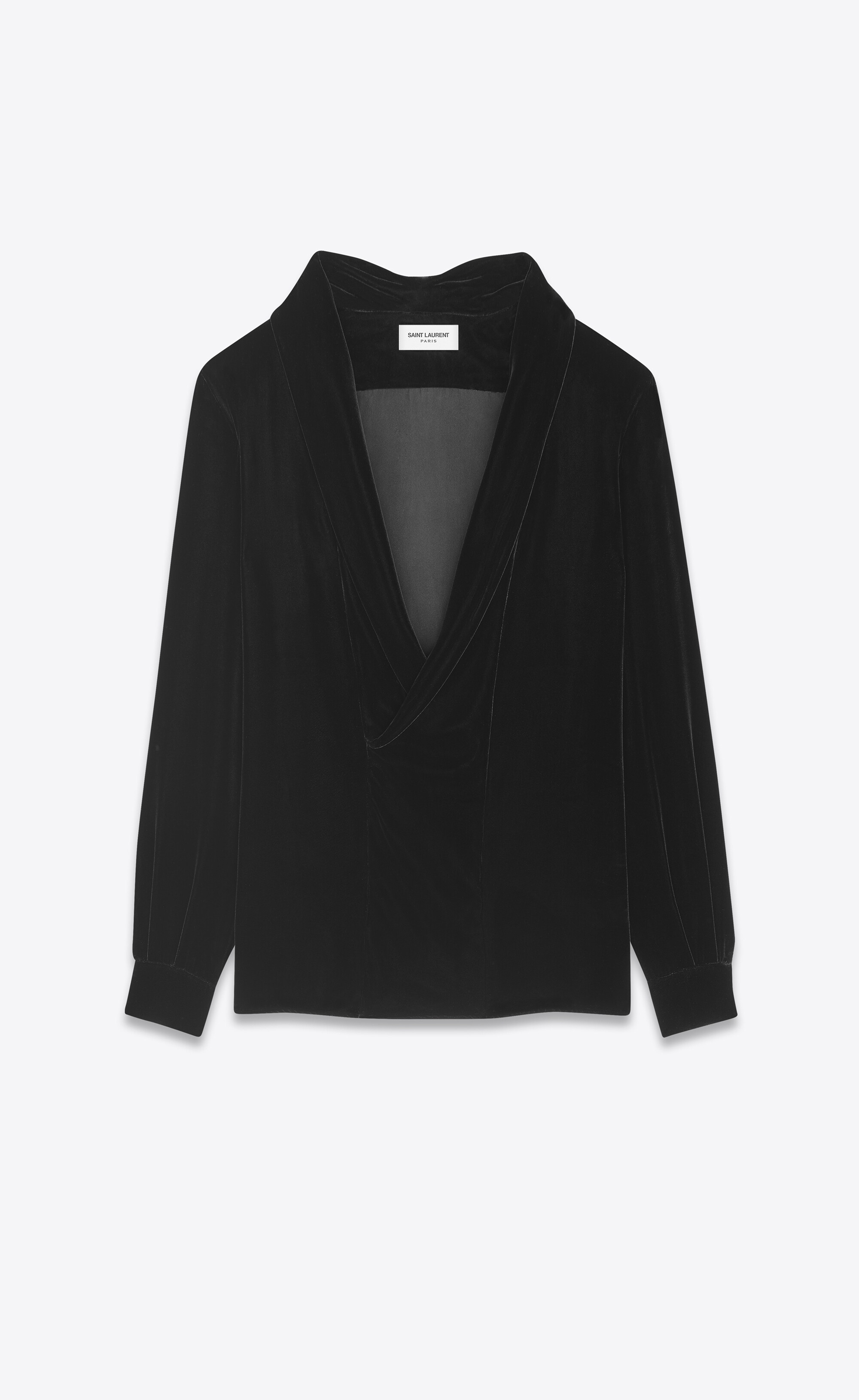 shawl-collar blouse in velvet - 1