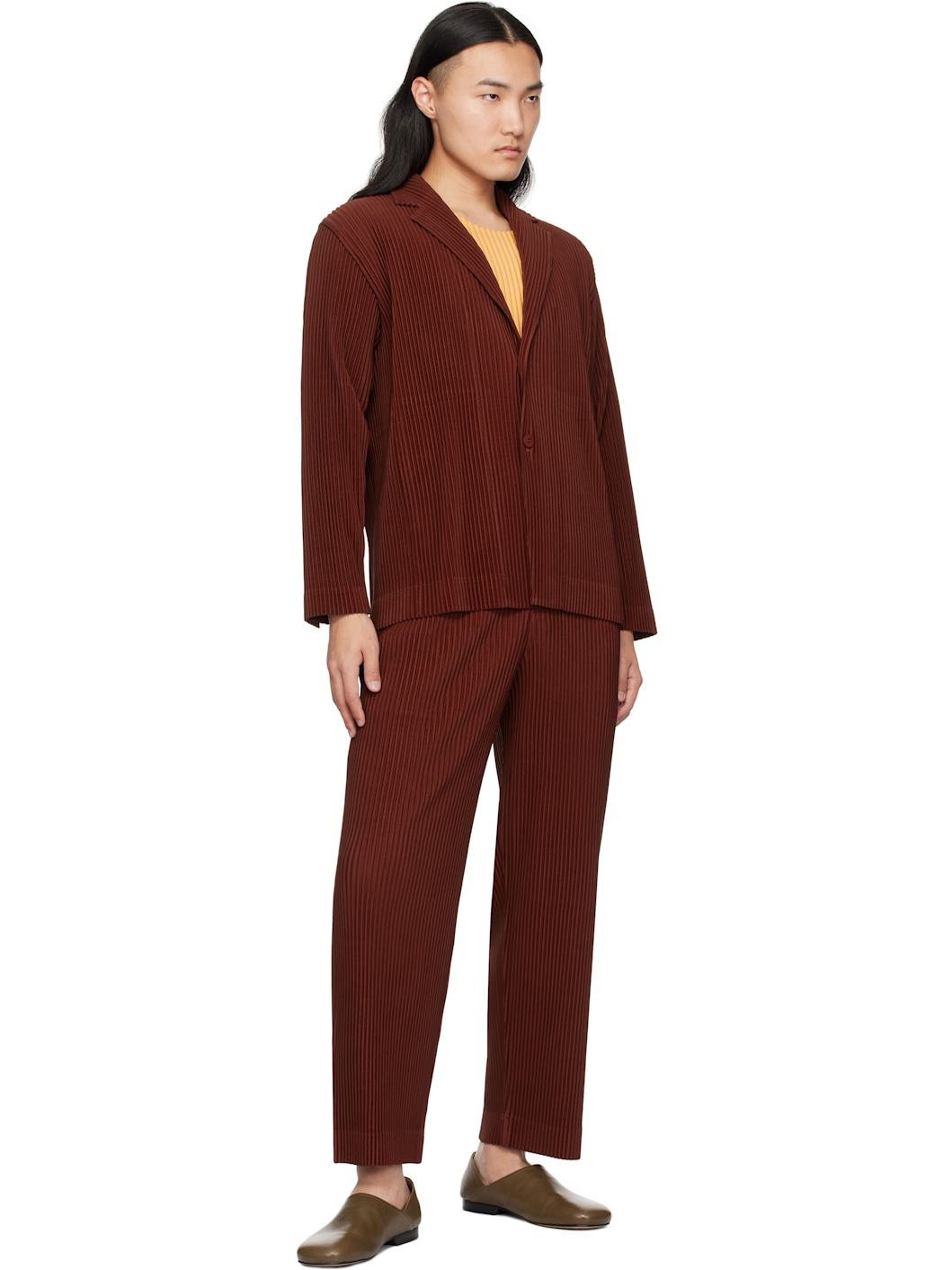 Red Tailored Pleats 2 Blazer - 4