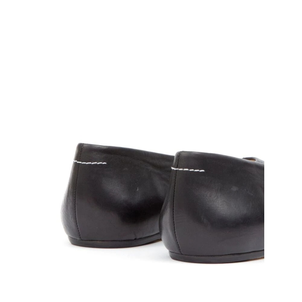 BLACK LEATHER MOC STITCHING BALLERINAS - 3