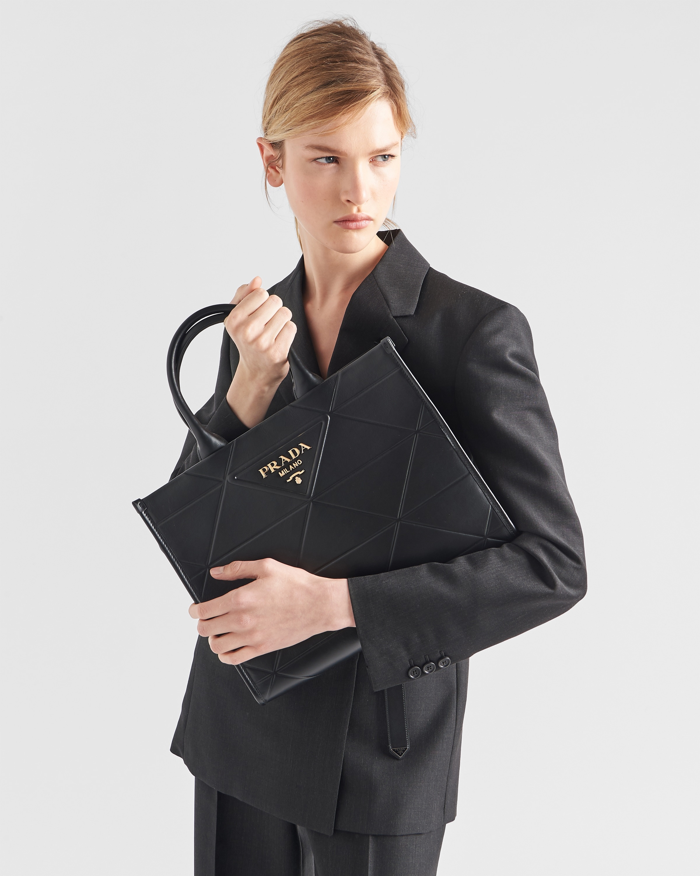 Medium leather Prada Symbole bag with topstitching - 8