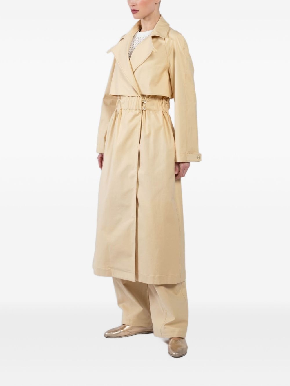 elasticated trench coat - 3