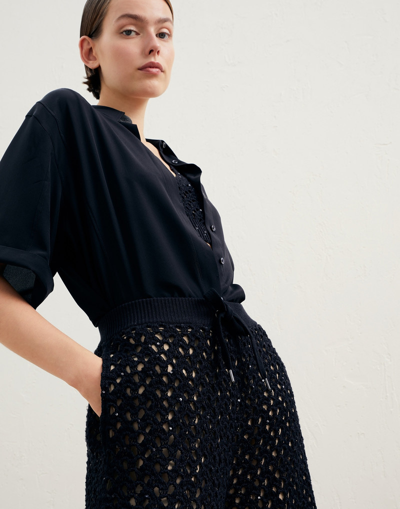 Dazzling Net knit trousers in cotton, linen and silk 3