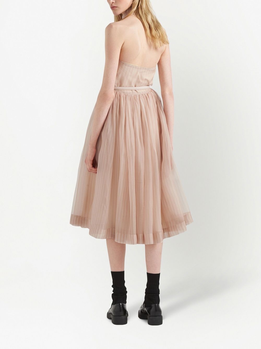 logo-embroidered organza midi dress - 3