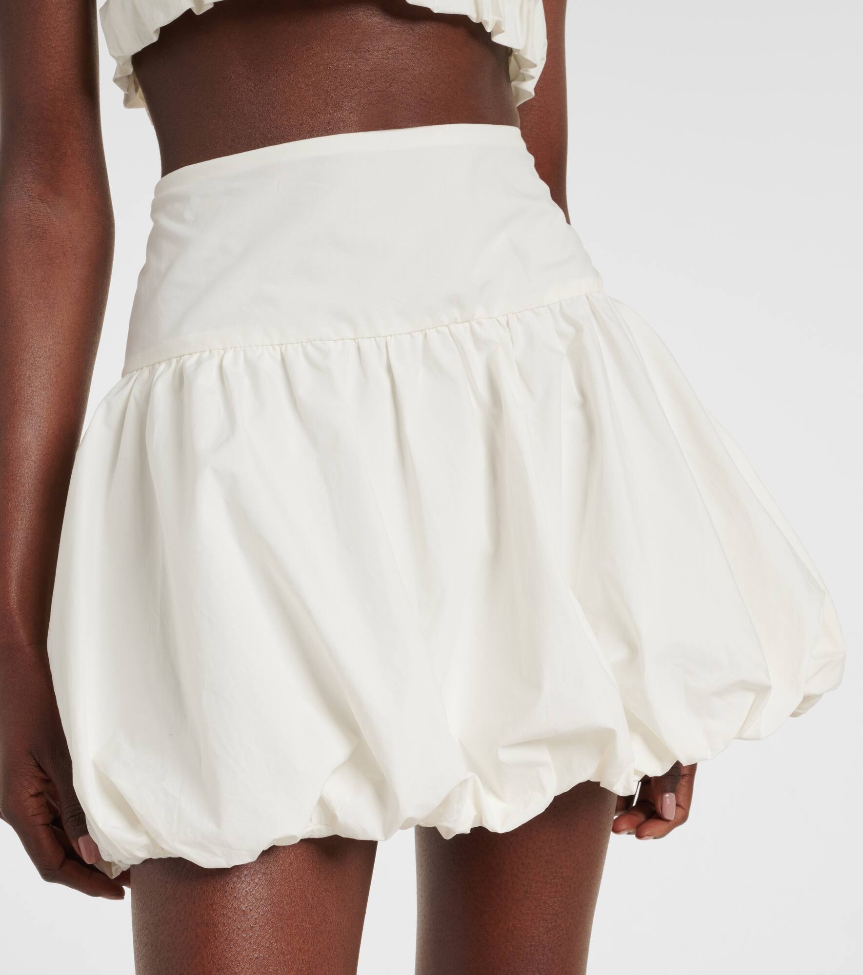 Gathered cotton poplin miniskirt - 4