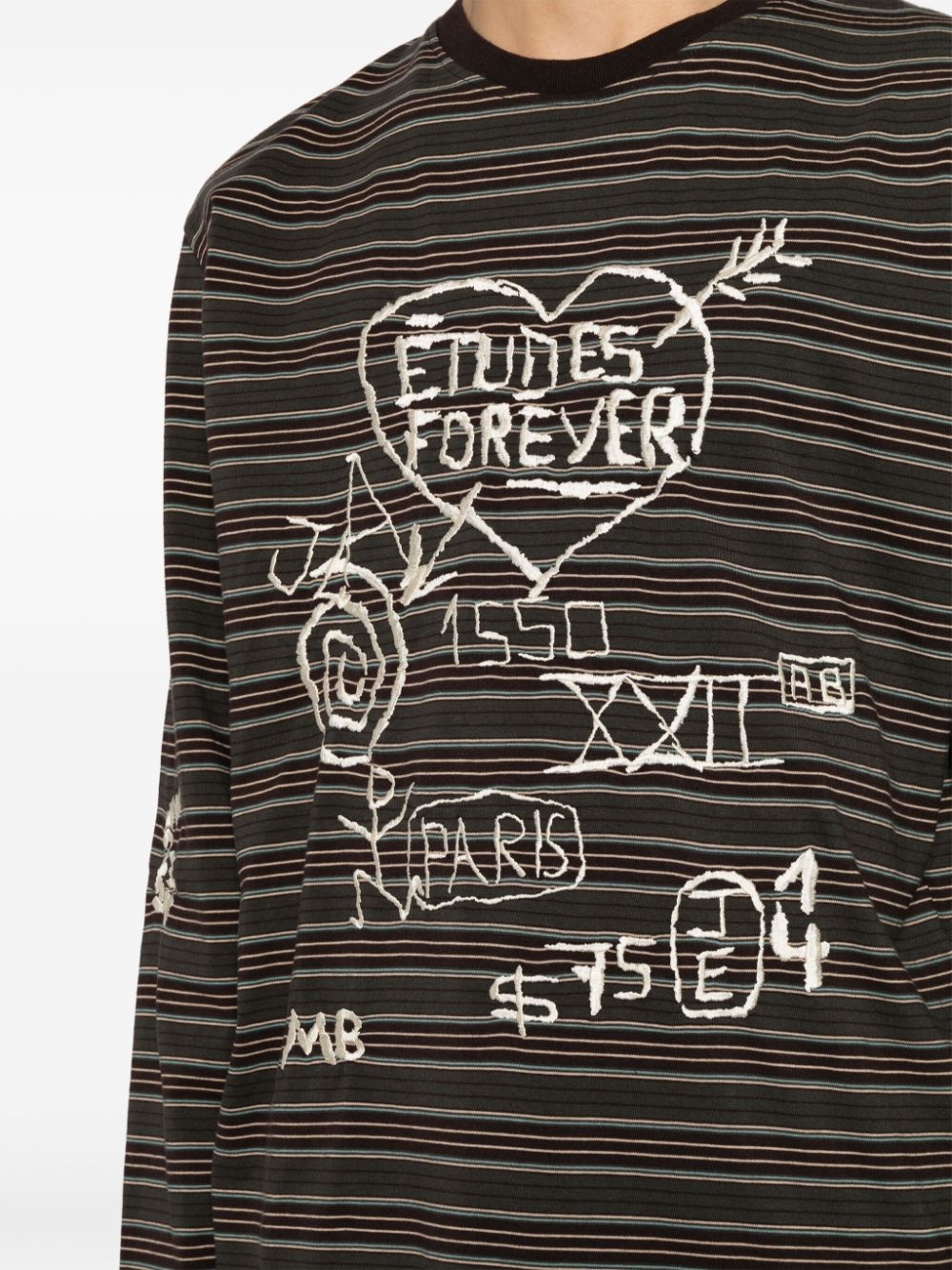 graffiti-embroidered striped T-shirt - 5