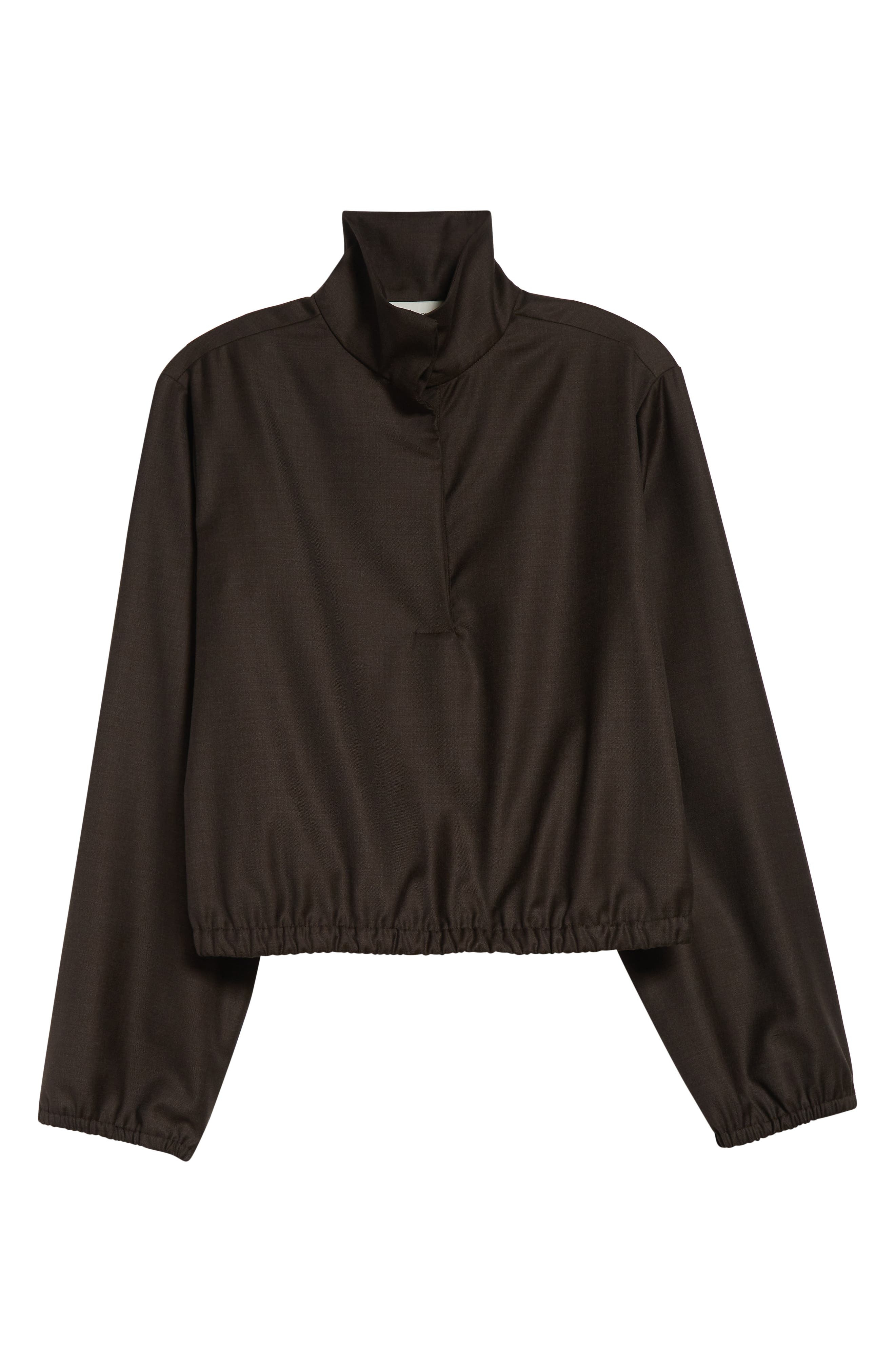 LOULOU DE SAISON Zyla Stand Collar Wool Top in Grizzly at Nordstrom - 6