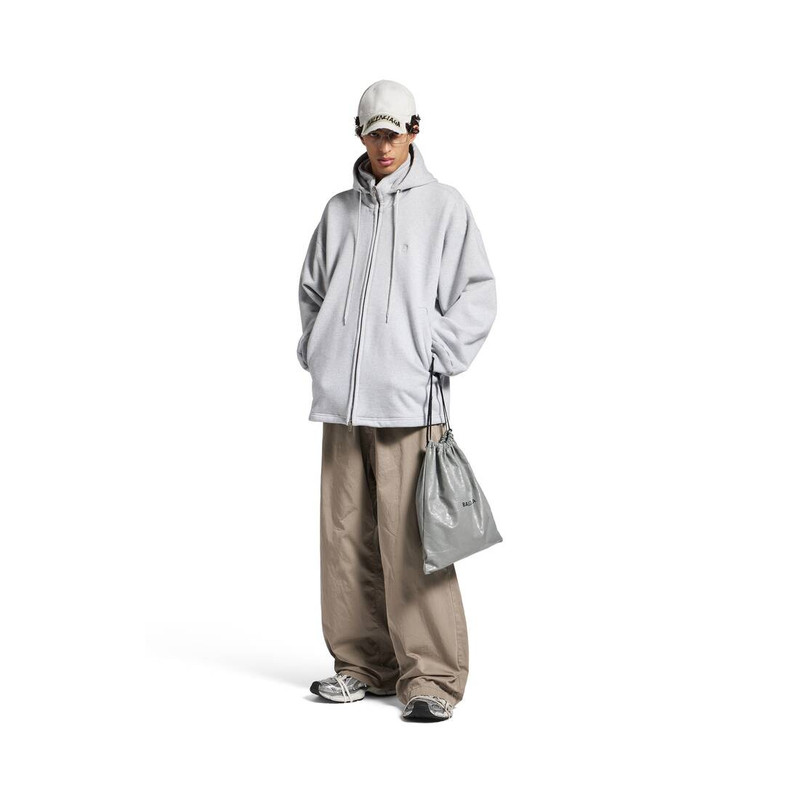 BALENCIAGA Men's Lion Outerwear Zip-up Hoodie in Light Heather Grey outlook