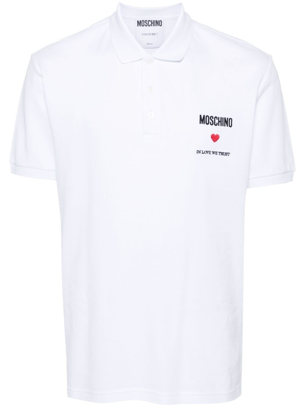 embroidered-quote polo shirt - 1