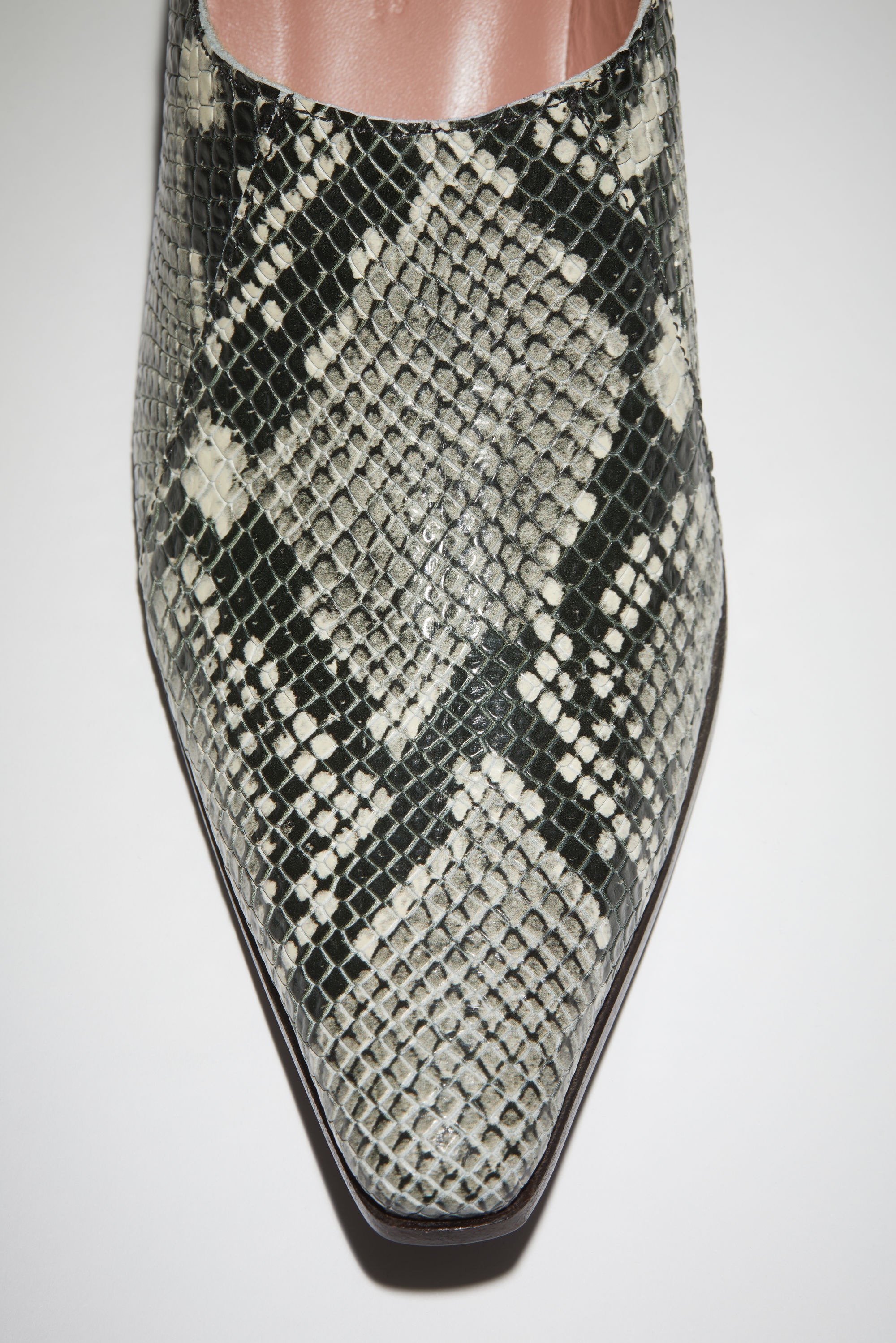Snake print leather mules - Multi beige - 5