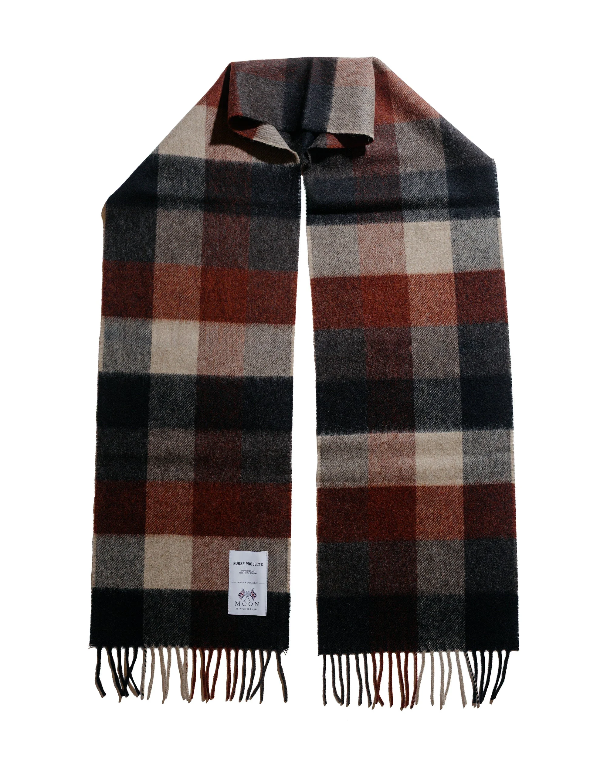 Moon Merino Lambswool Checked Scarf Espresso - 1