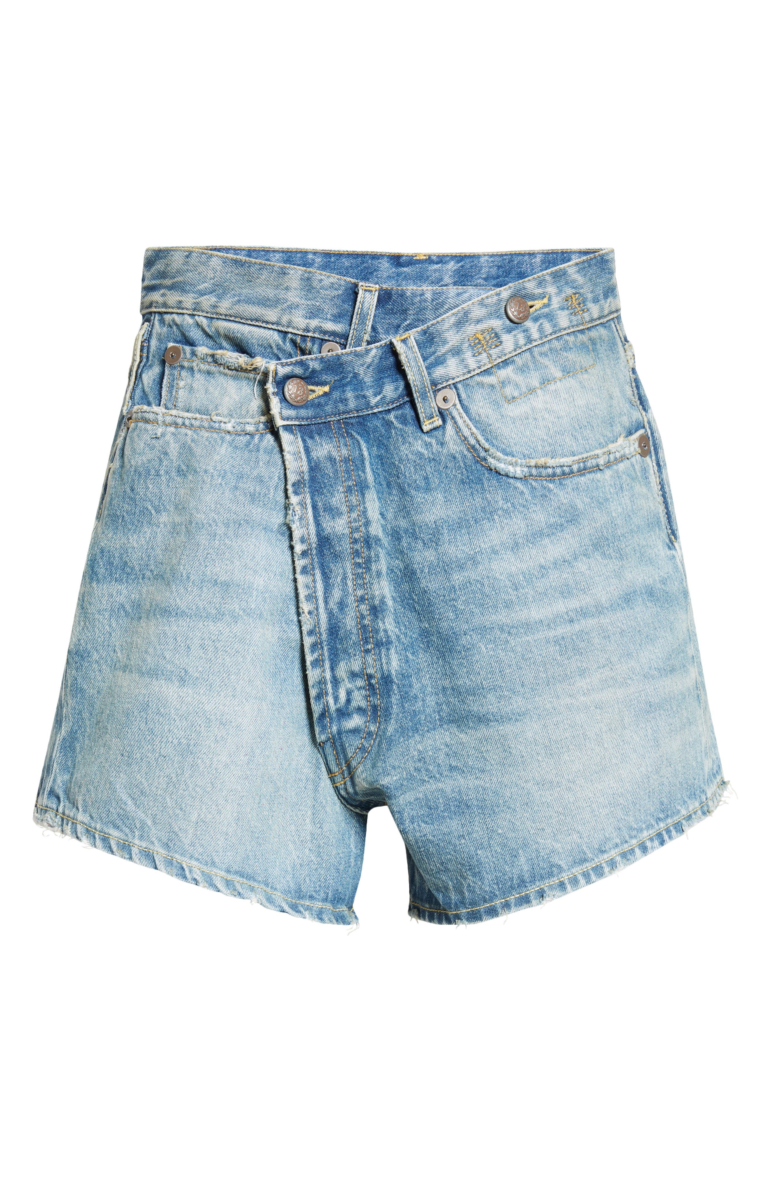 R13 Crossover Distressed Denim Shorts in Bain Blue at Nordstrom - 6