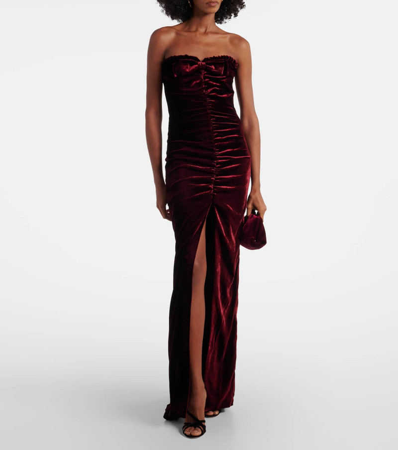 Alessandra Rich Bow-detail ruched velvet gown outlook