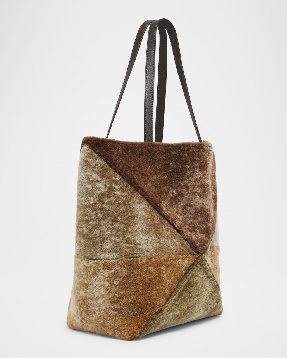 Puzzle Fold Large Sheep Shearling Fur Tote Bag - 6