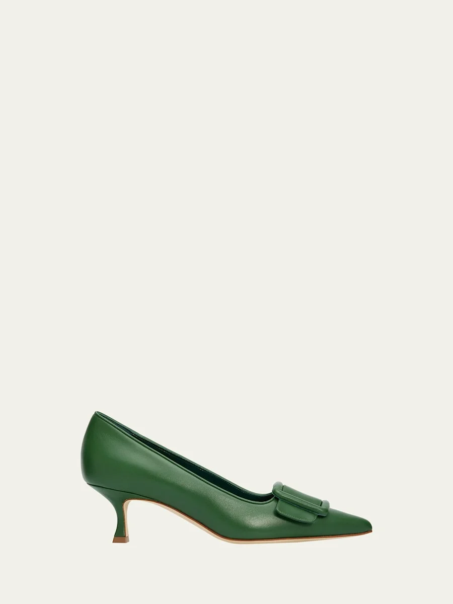 50mm Maysale Leather Buckle Pumps - 1