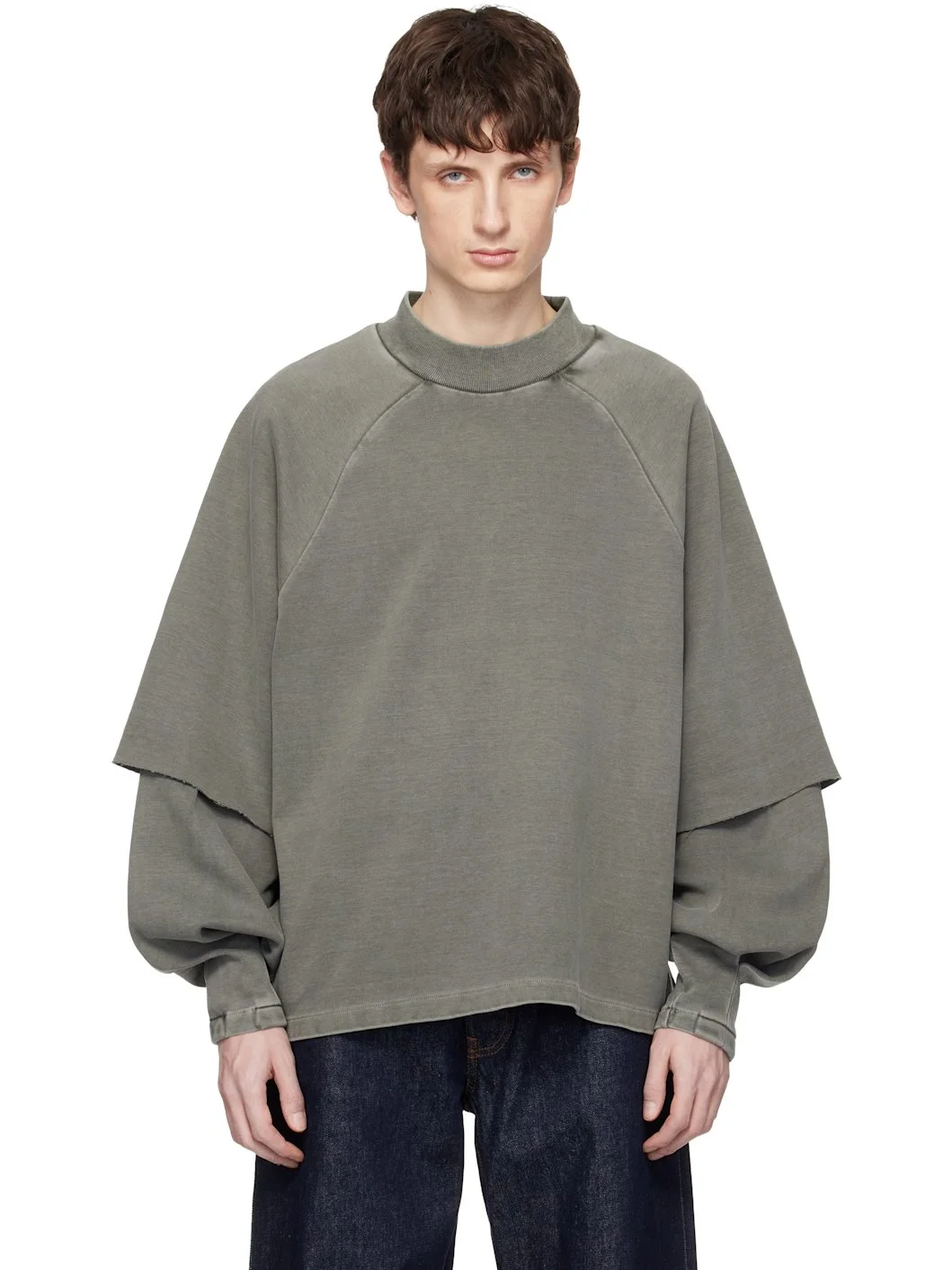 Gray Raglan Layered Longsleeve T-shirt - 1