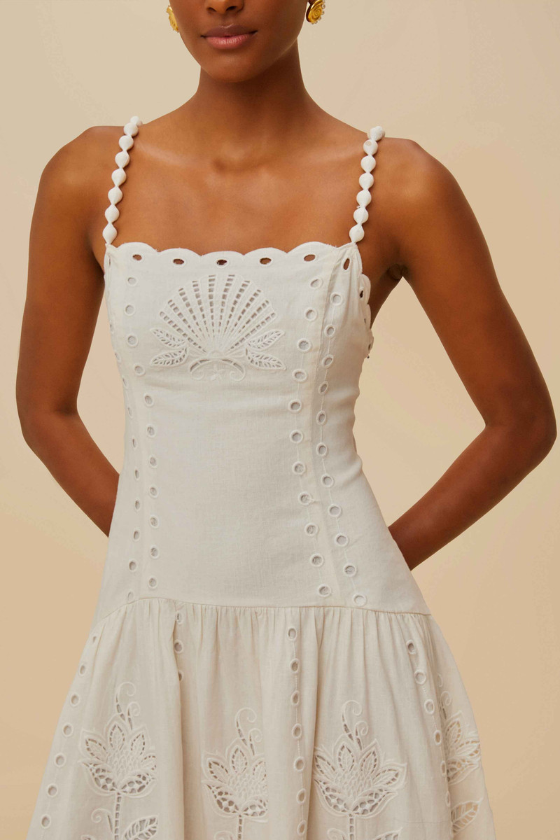 FARM RIO Off-White Richelieu Lenzing™ Ecovero™ Euroflax™ Midi Dress outlook