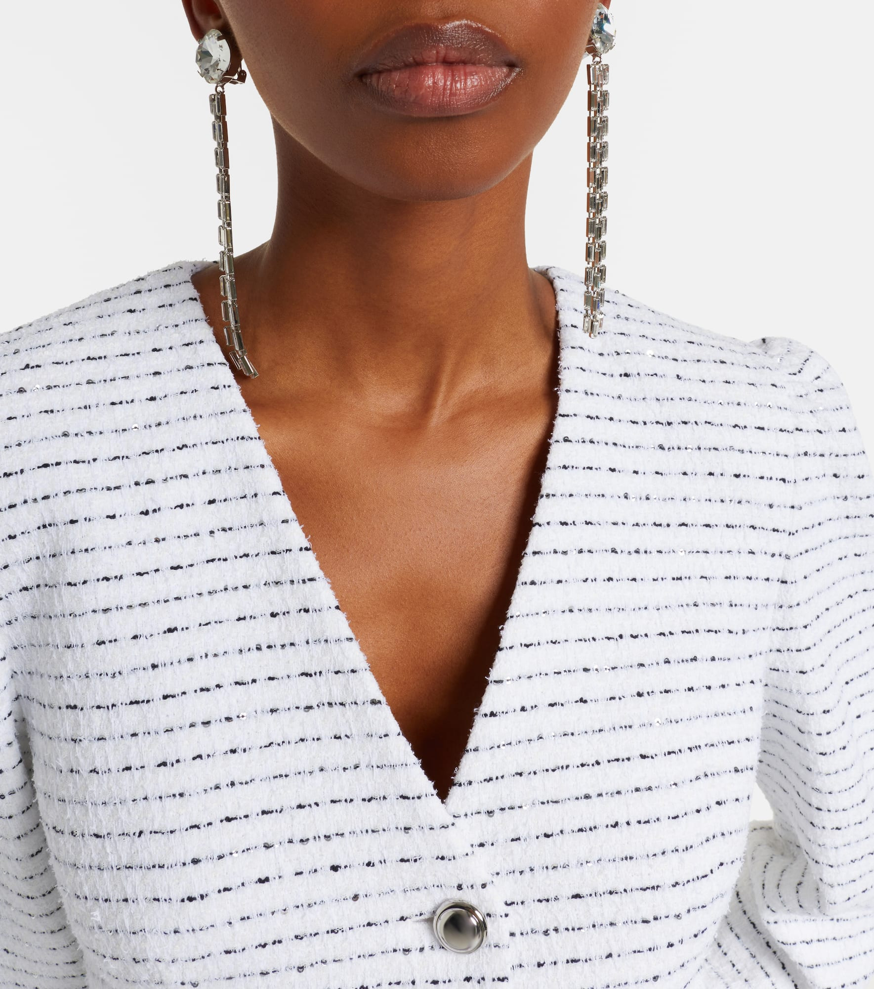 Fringed clip-on drop earrings - 6