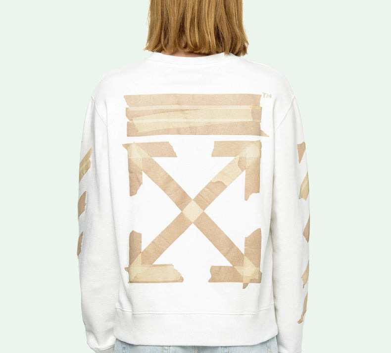 Off-White Tap Arrows Mens Logo Long Sleeve Round Neck Sweater Tape OMBA025R20E300020148 - 5