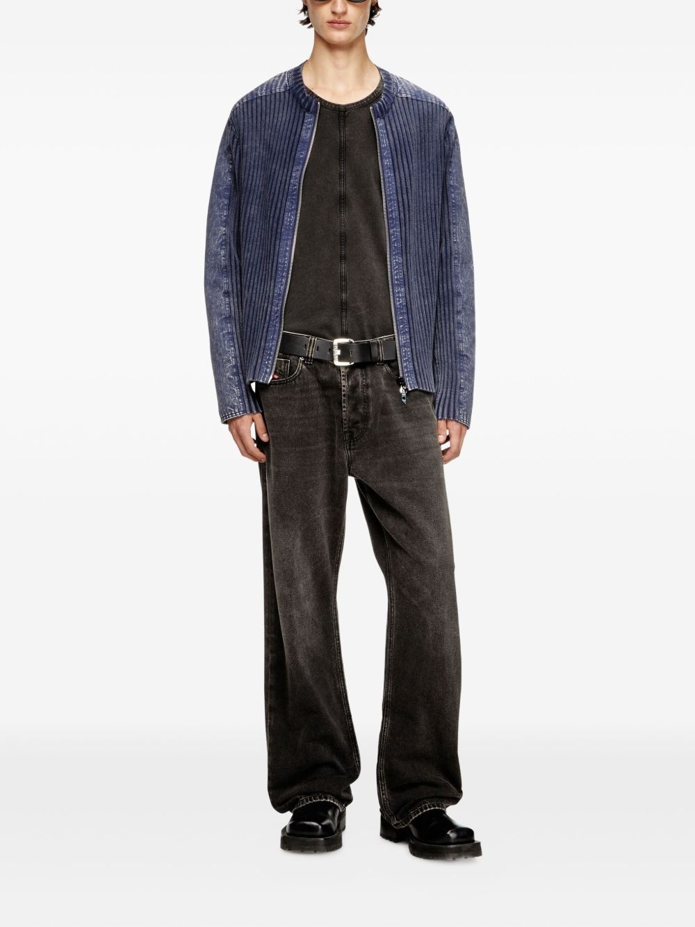 ribbed zip-up cardigan - 2