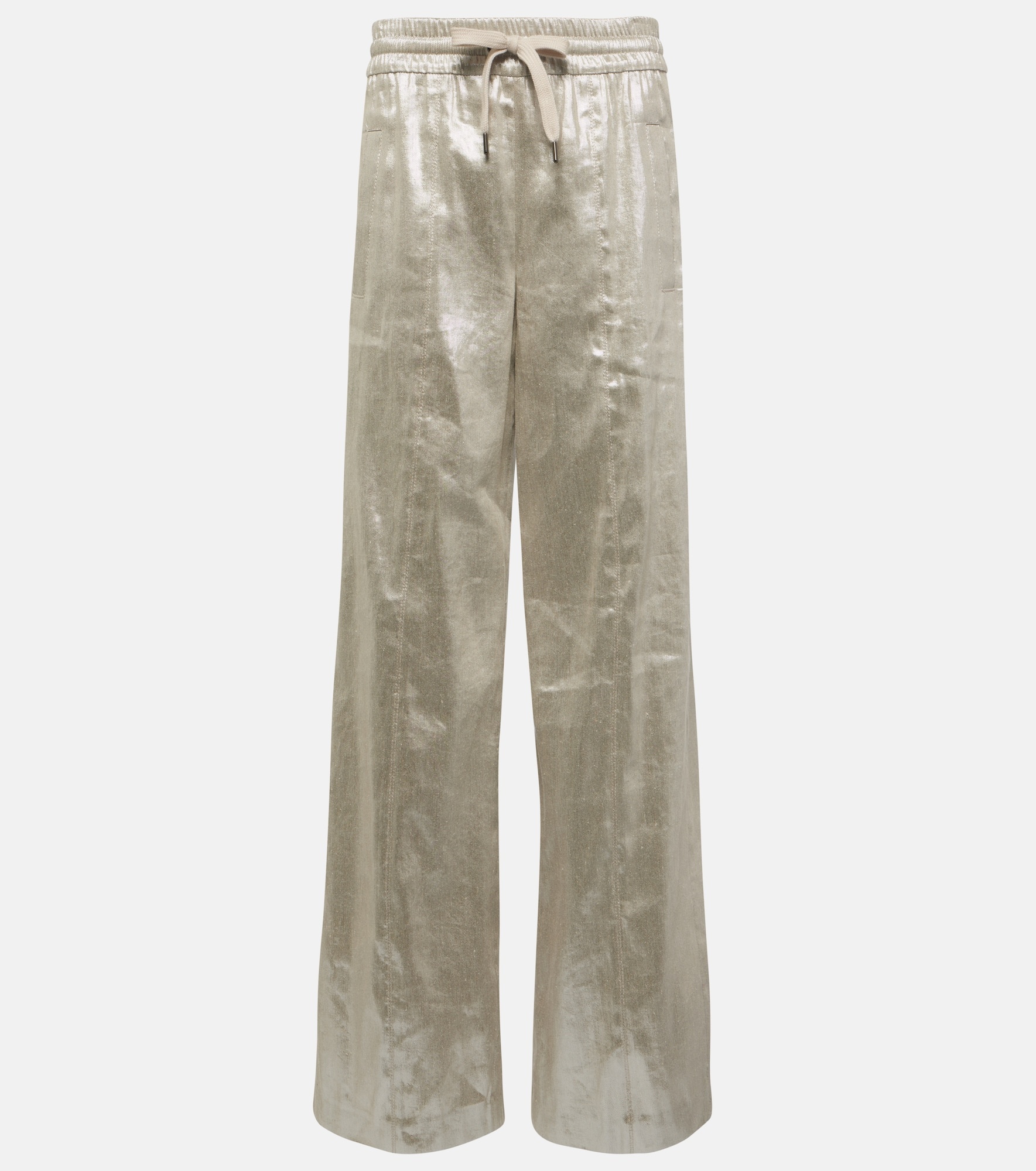 Linen-blend lamé wide-leg pants - 1