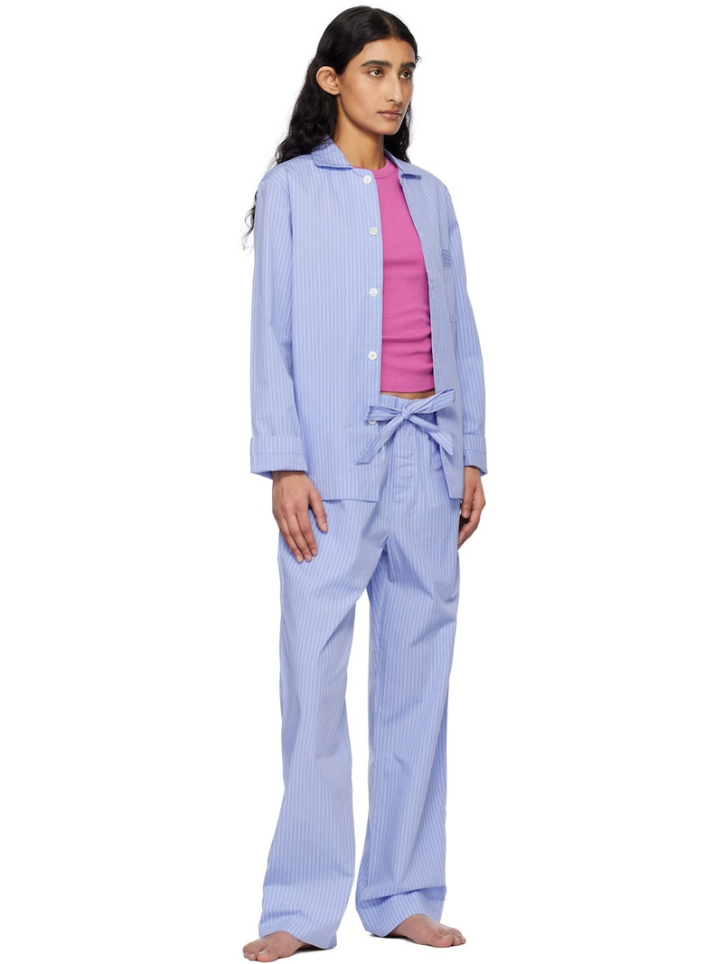 TEKLA Blue & White Poplin Pyjama Pants outlook