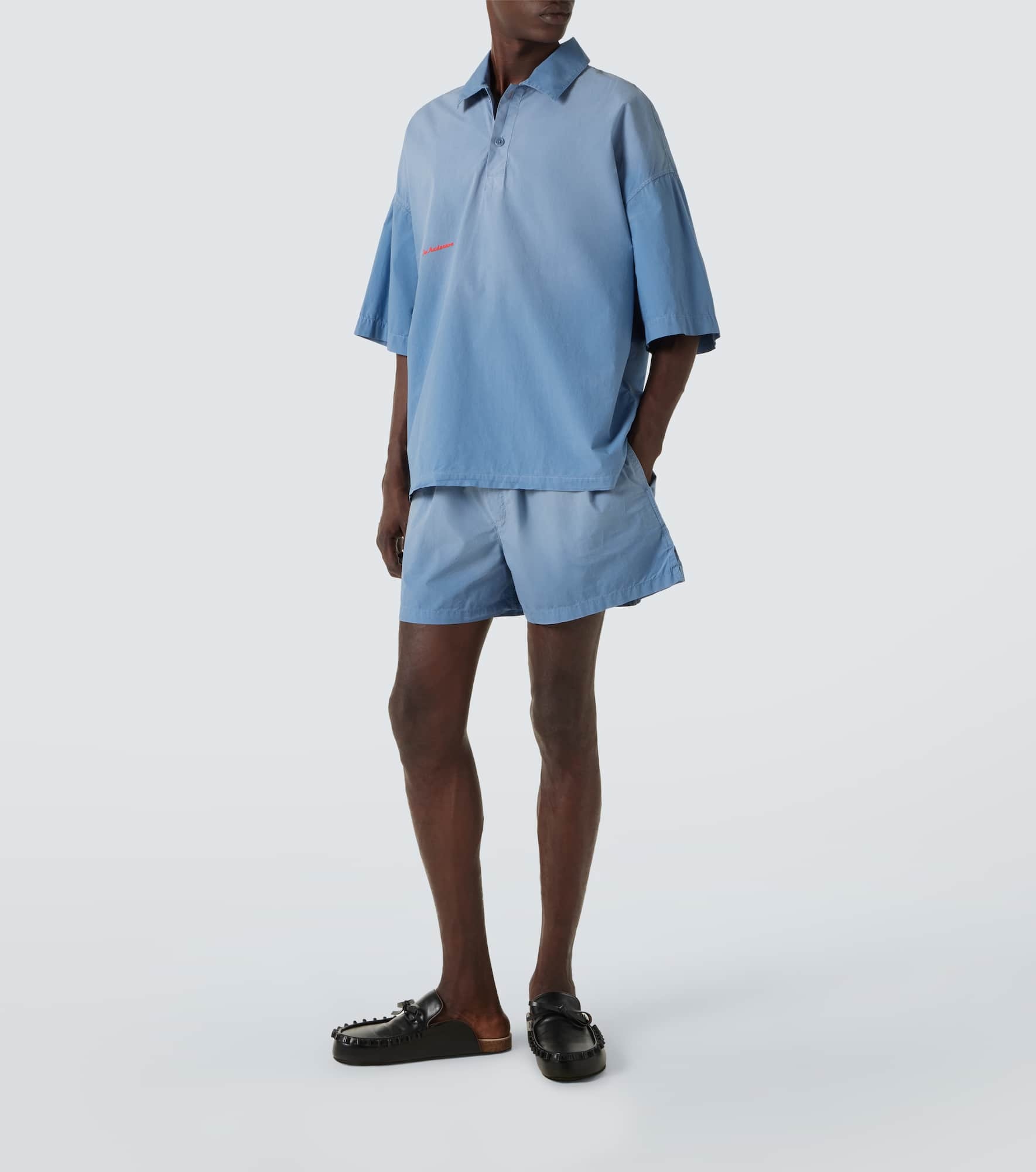 Logo embroidered oversized polo shirt - 2