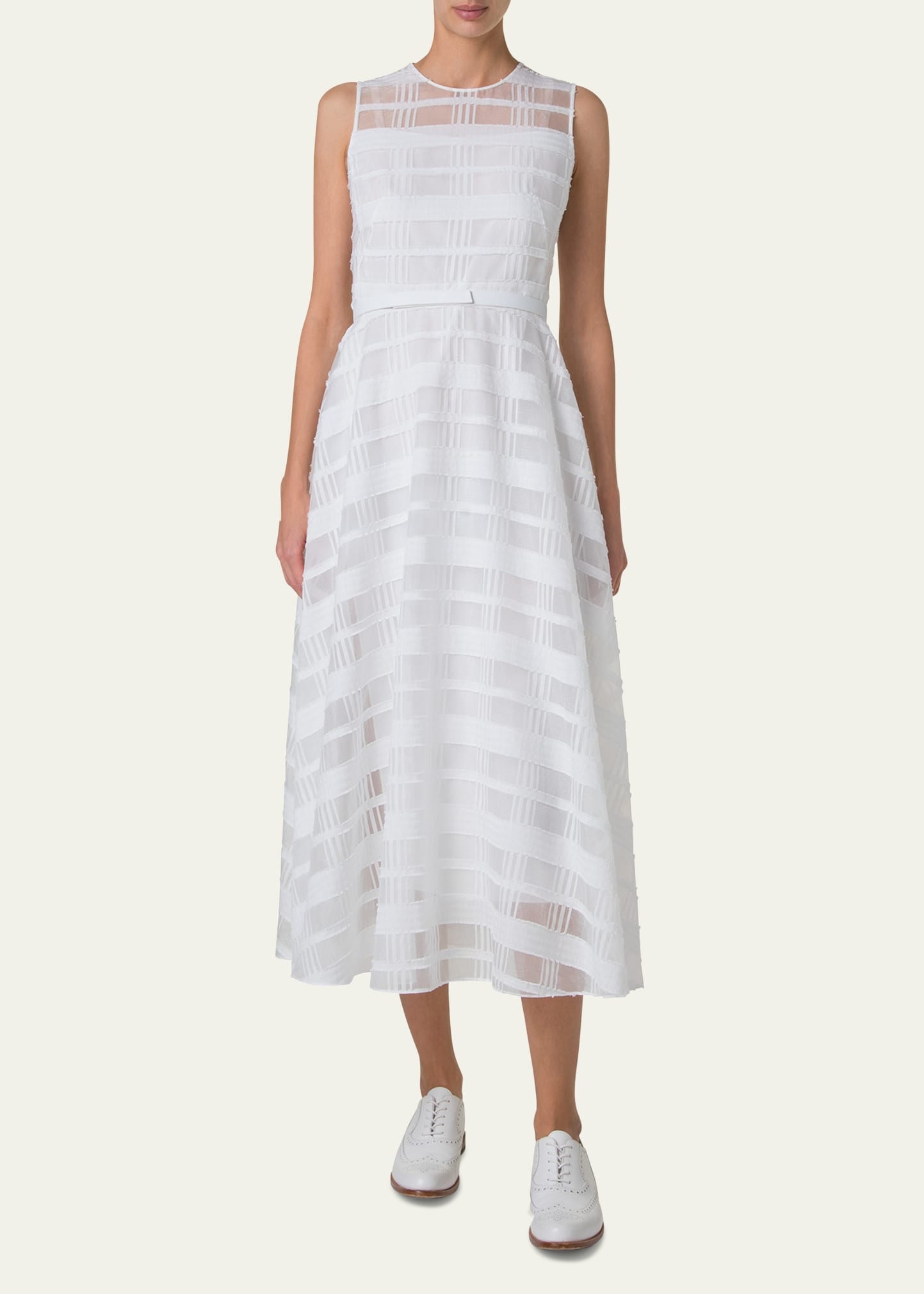 Check Silk Organza Midi Dress - 2