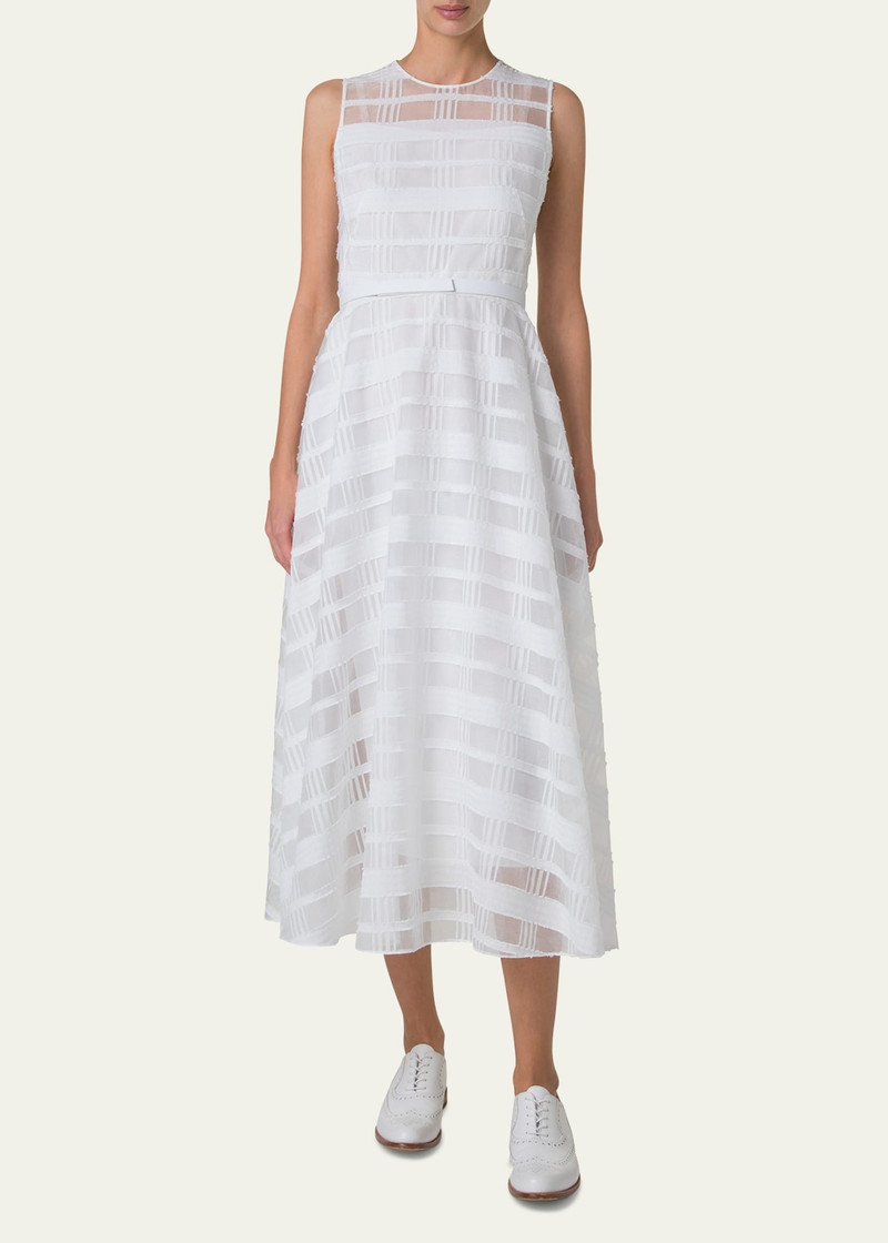 AKRIS Check Silk Organza Midi Dress outlook