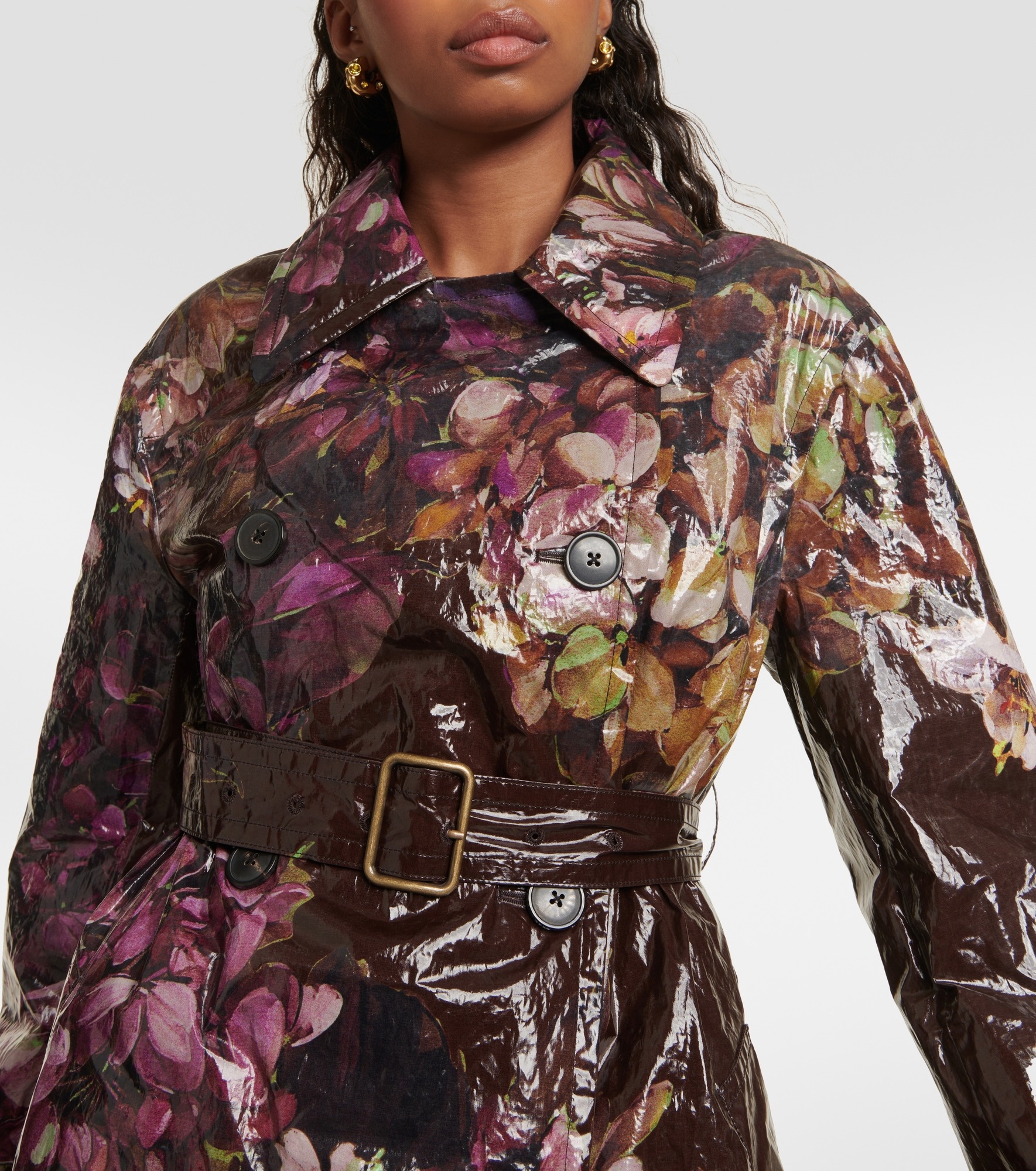 コート DRIES VAN NOTEN | RONAS FLOWER PRINTED CORDUROY TRENCH COAT Dries Van Noten Ronas floral coated trench coat | REVERSIBLE