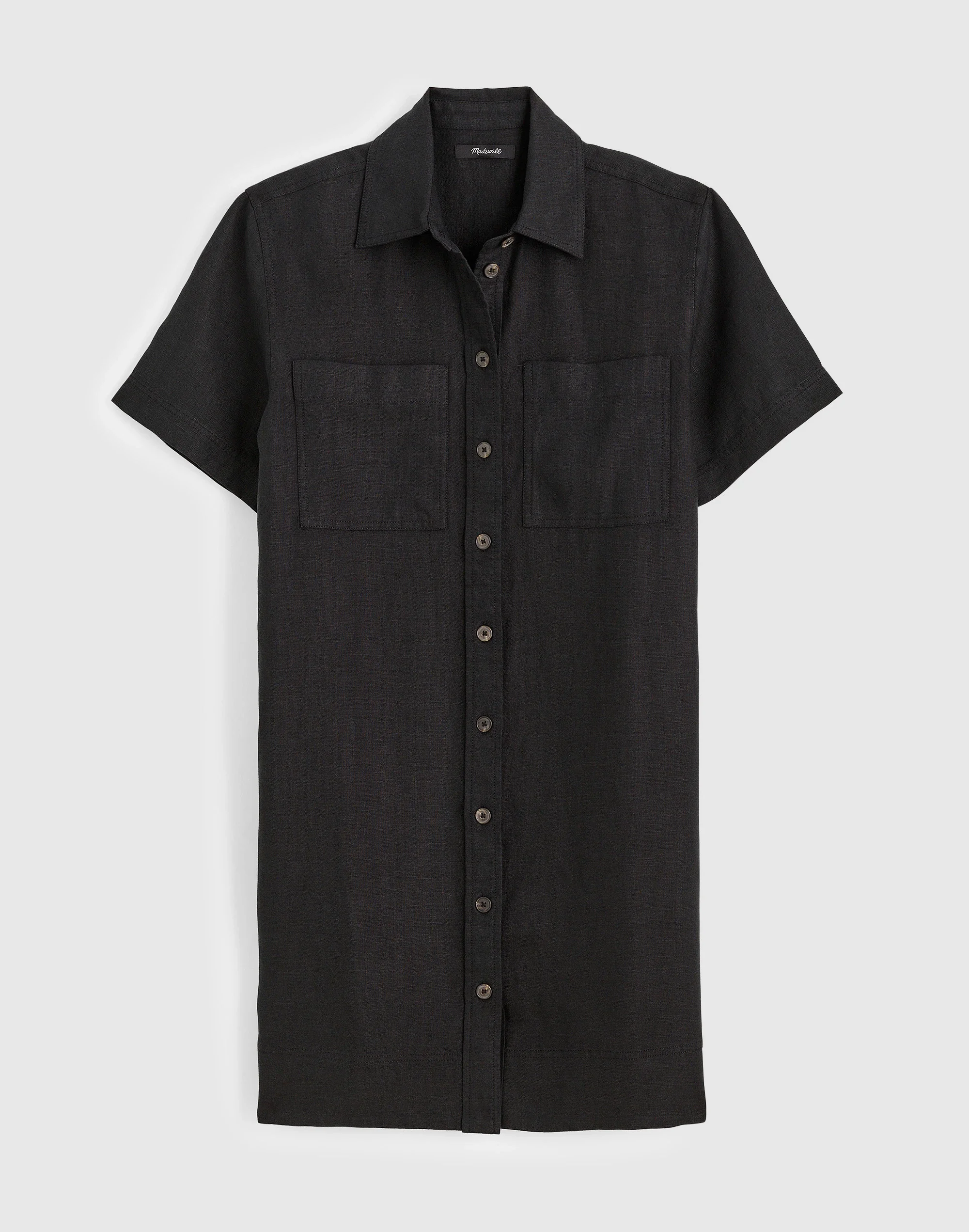 Relaxed Mini Shirtdress in 100% Linen - 1