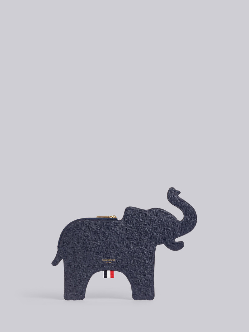 Navy Pebbled Calfskin Fluffy Elephant Zippered Holder 4