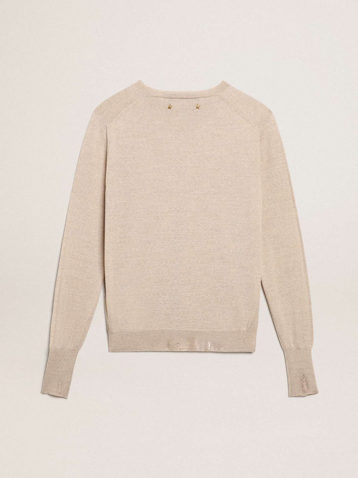 Women's sweater in light brown merino wool - 6