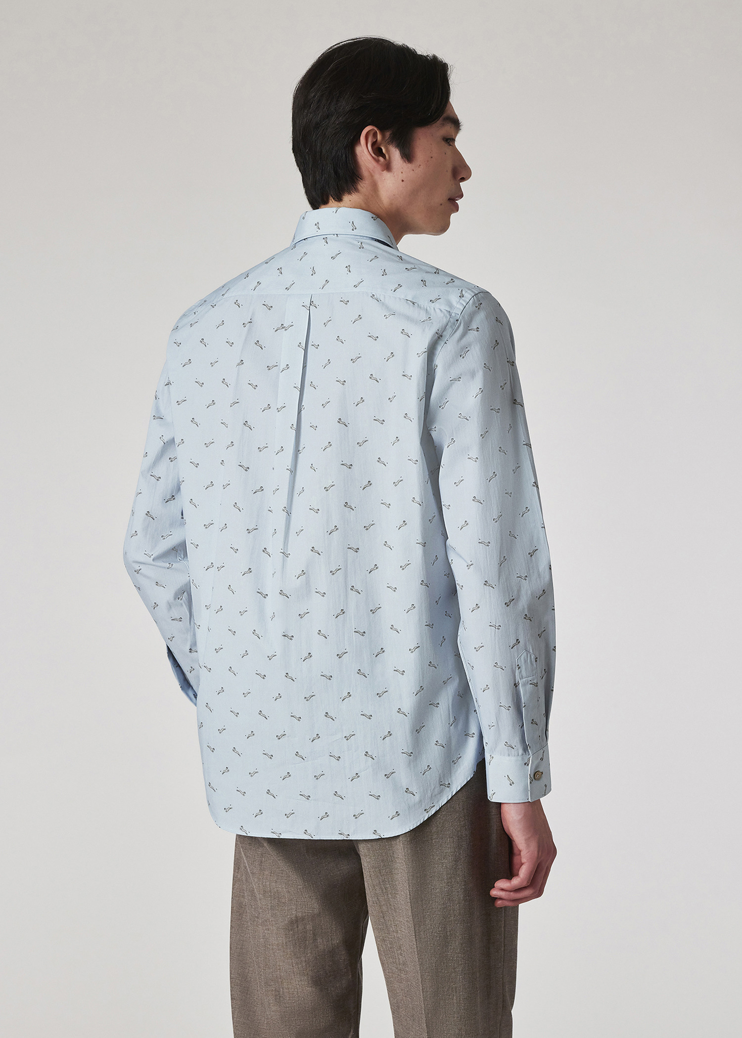 Light Blue Organic Cotton 'Leopard' Long-Sleeve Shirt - 5