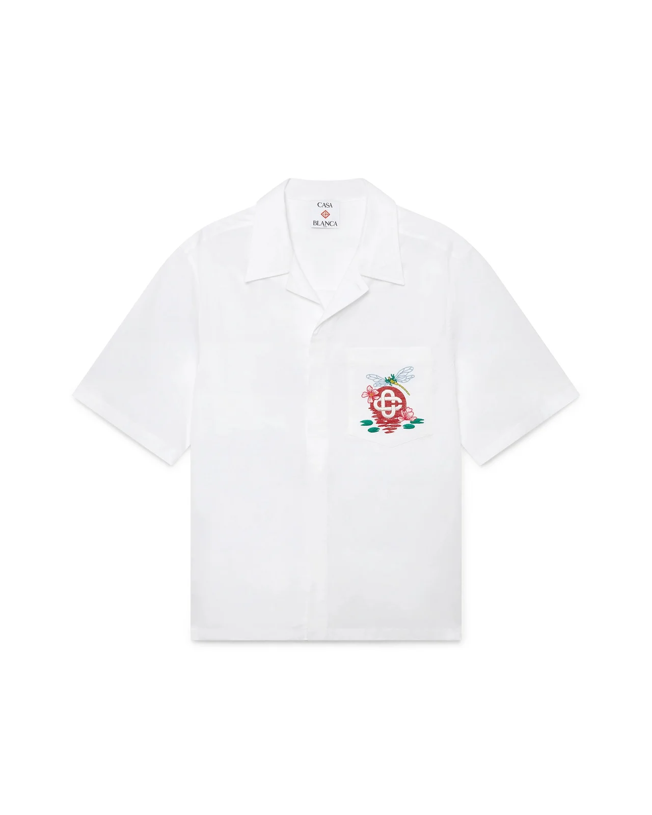 Cotton Poplin Embroidered Short Sleeve Shirt | Casablanca Paris - 1