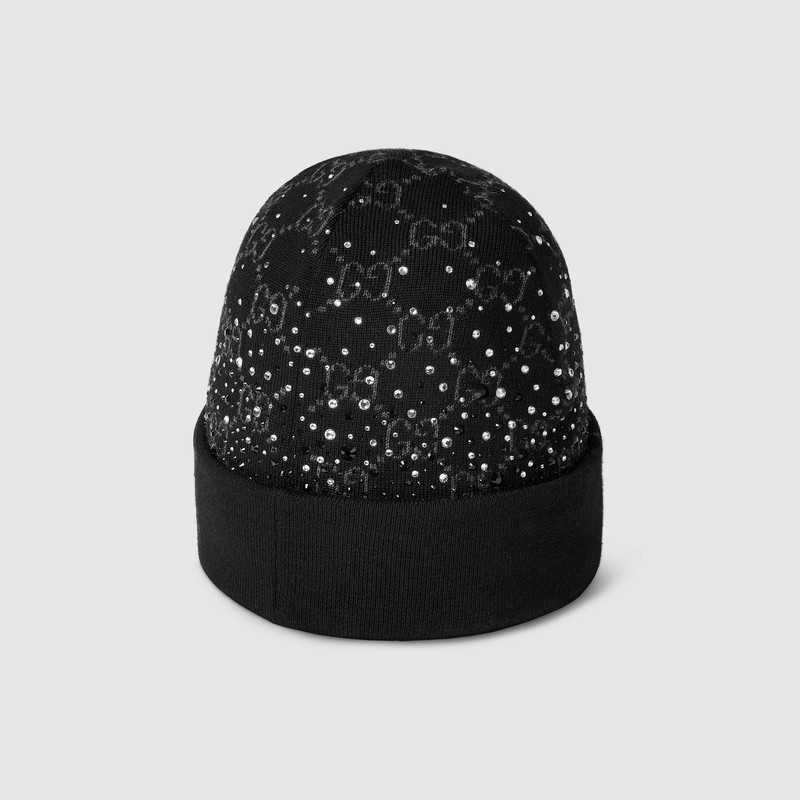 GG wool beanie hat with crystals 4