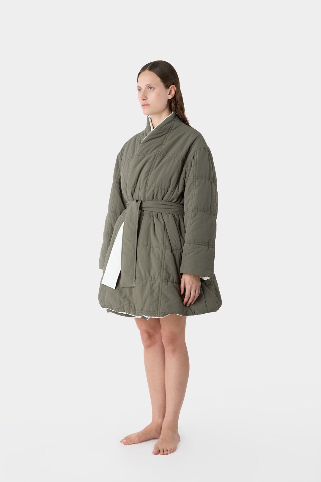 REVERSIBLE BLANKET COAT / white & military green - 3