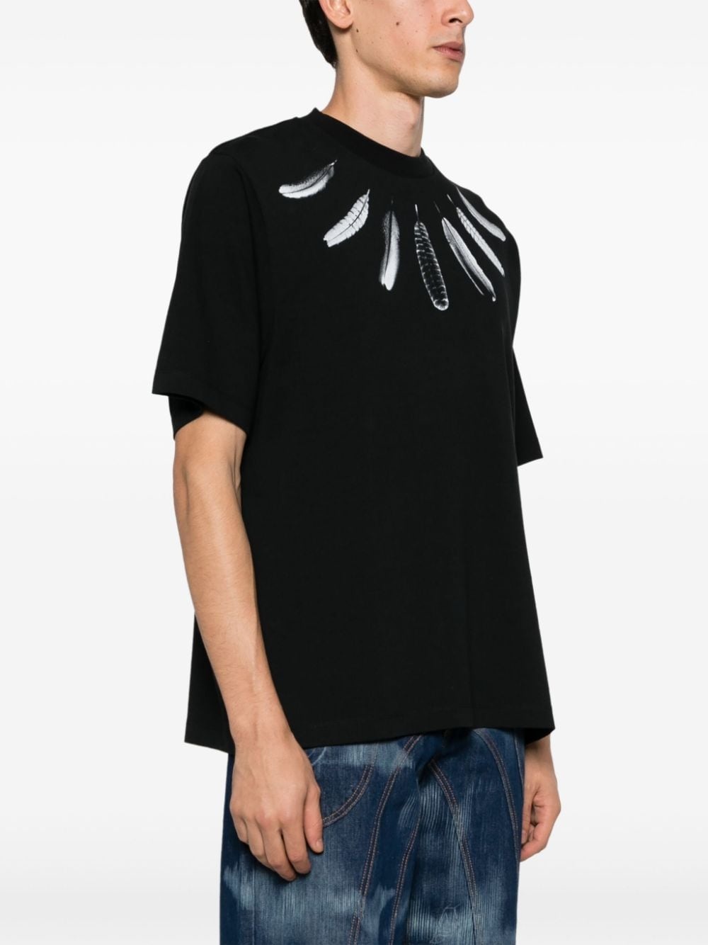 Collar Feathers cotton T-shirt - 3