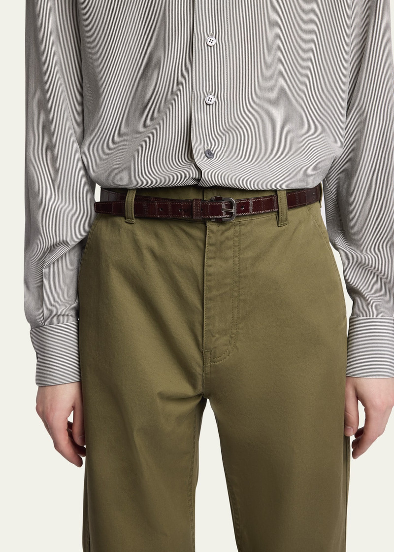SAINT LAURENT Men's Skinny Belt in Eel Leather outlook