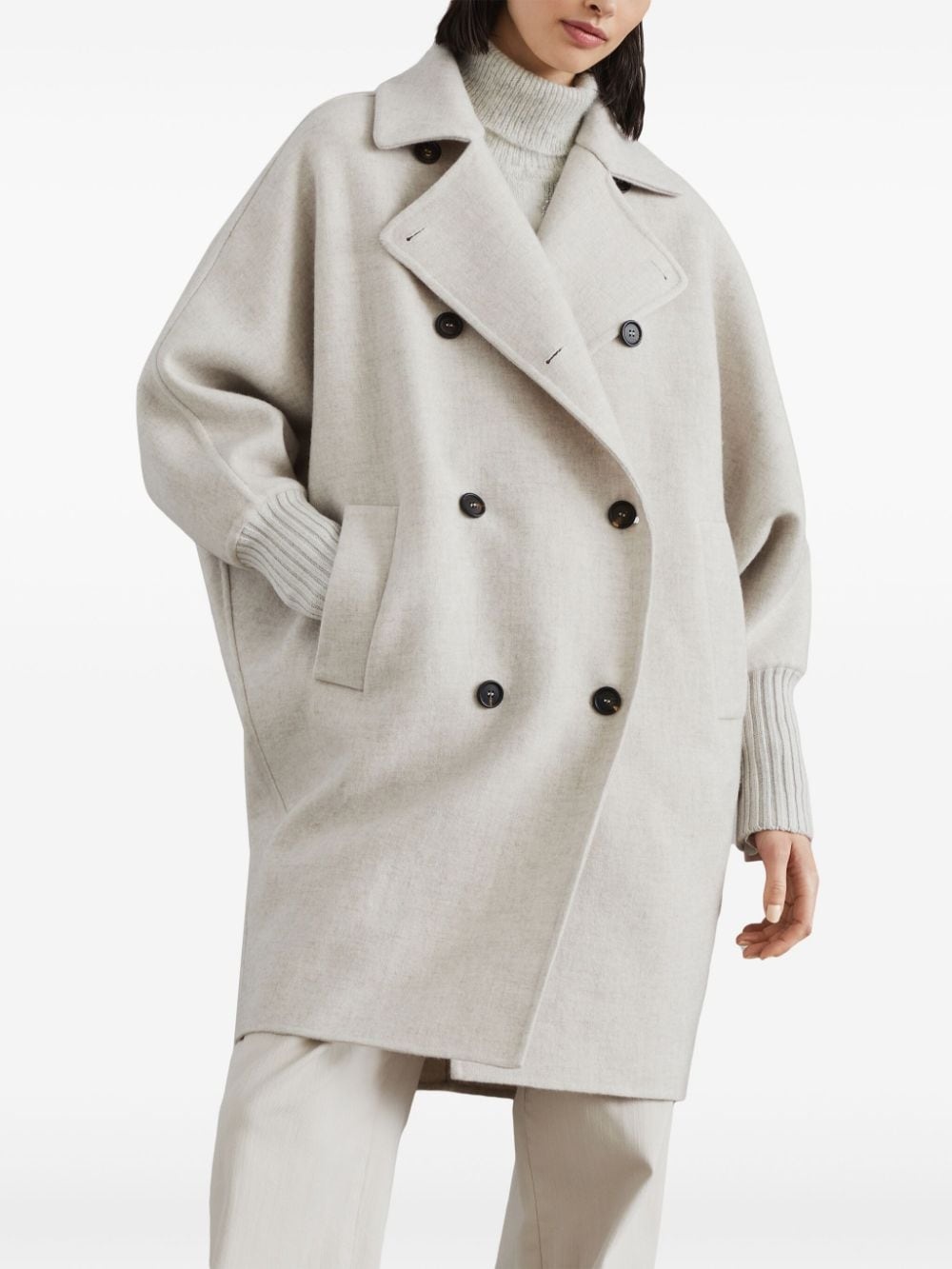 double-breasted cashmere coat - 3