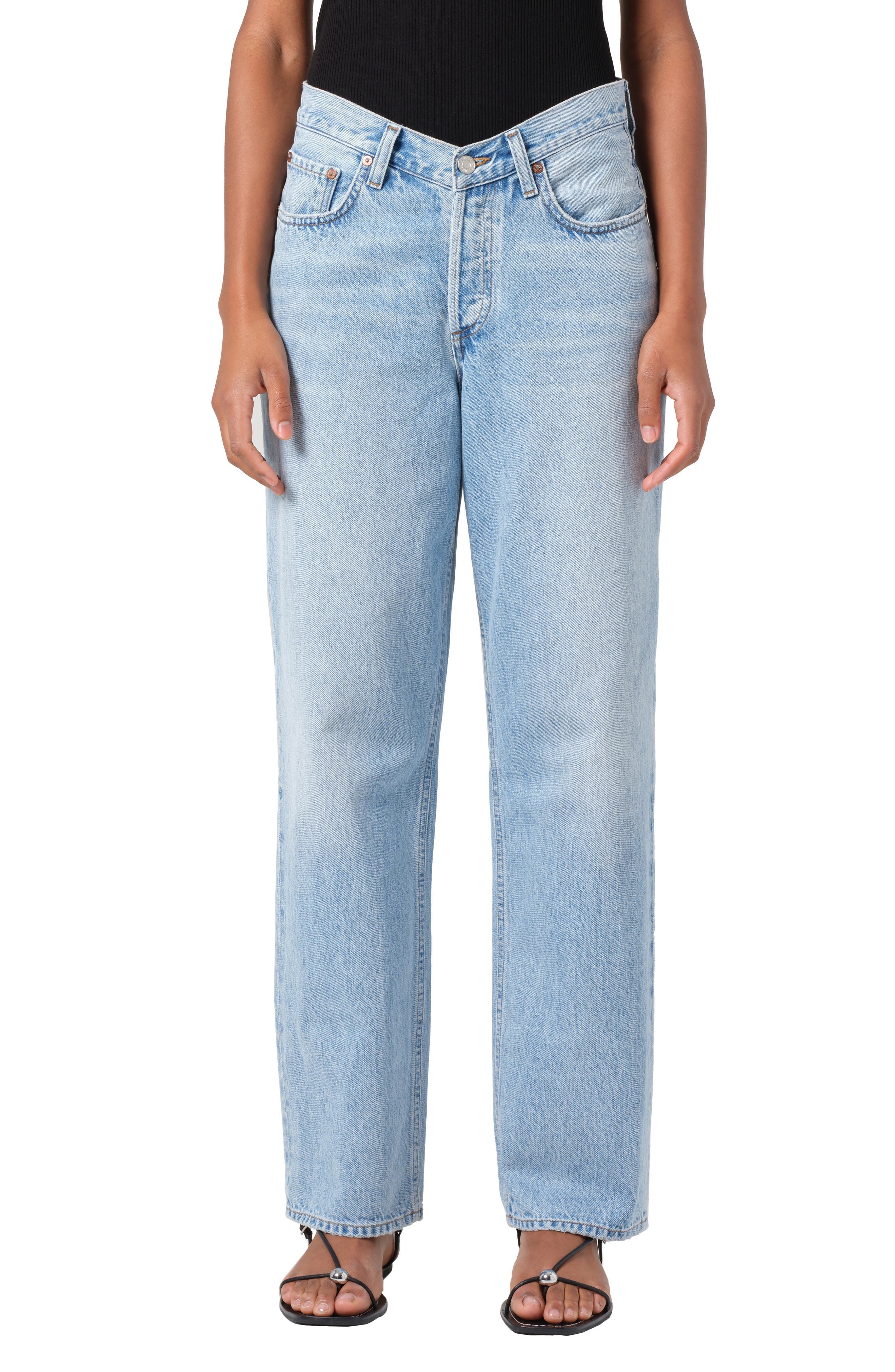 AGOLDE V-Waist Baggy Straight Leg Jeans in Prevail at Nordstrom - 1