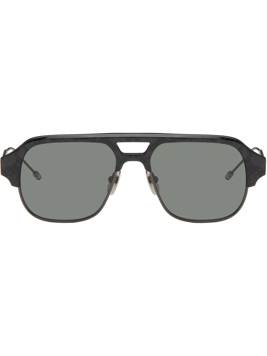 Black Acetate & Titanium Aviator Pilot Sunglasses - 1