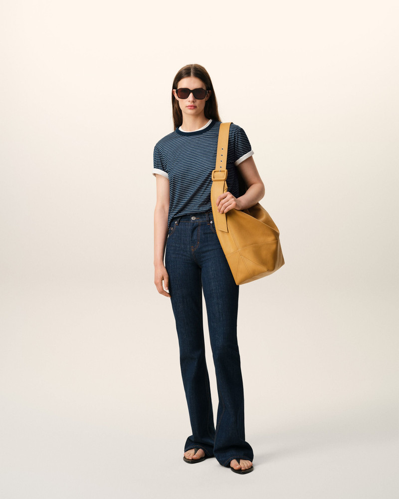 AMI Paris BLUE STRIPED COTTON AMI DE COEUR T-SHIRT outlook