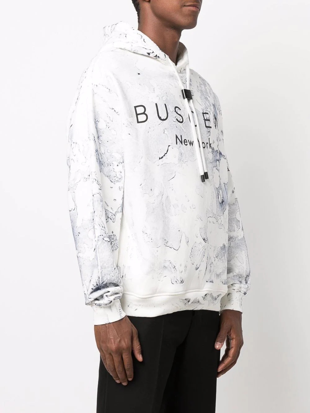 logo-print marbled pullover hoodie - 3