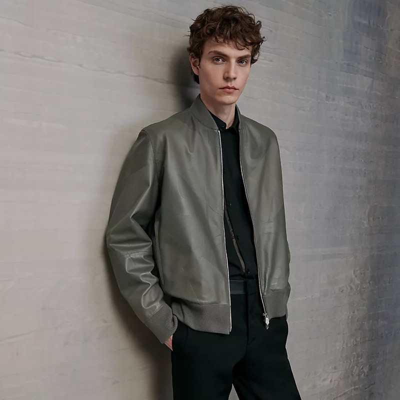 Printed rib-trim jacket 1