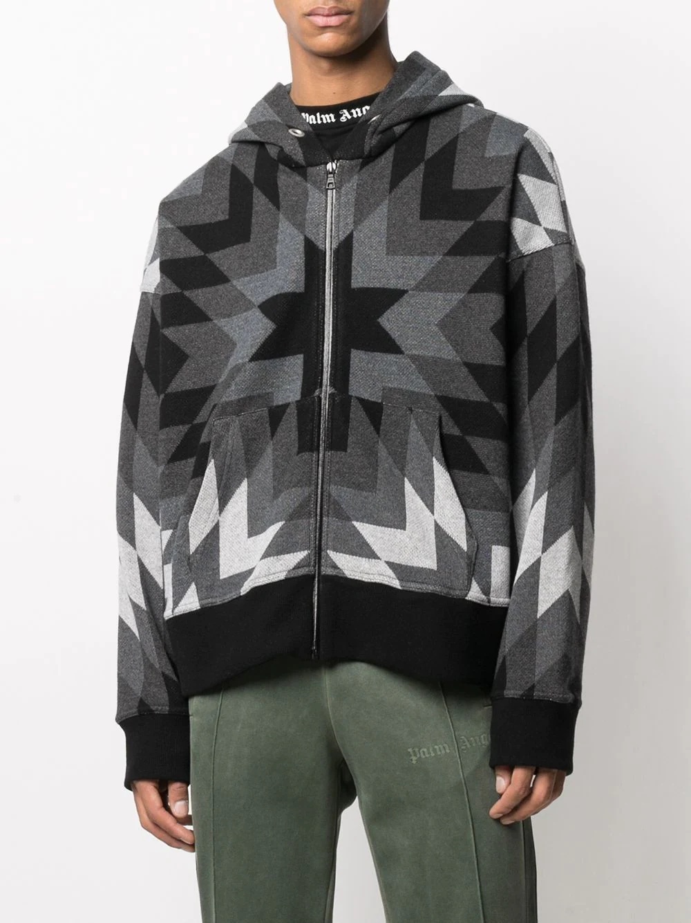 geometric-patterned hoodie - 3