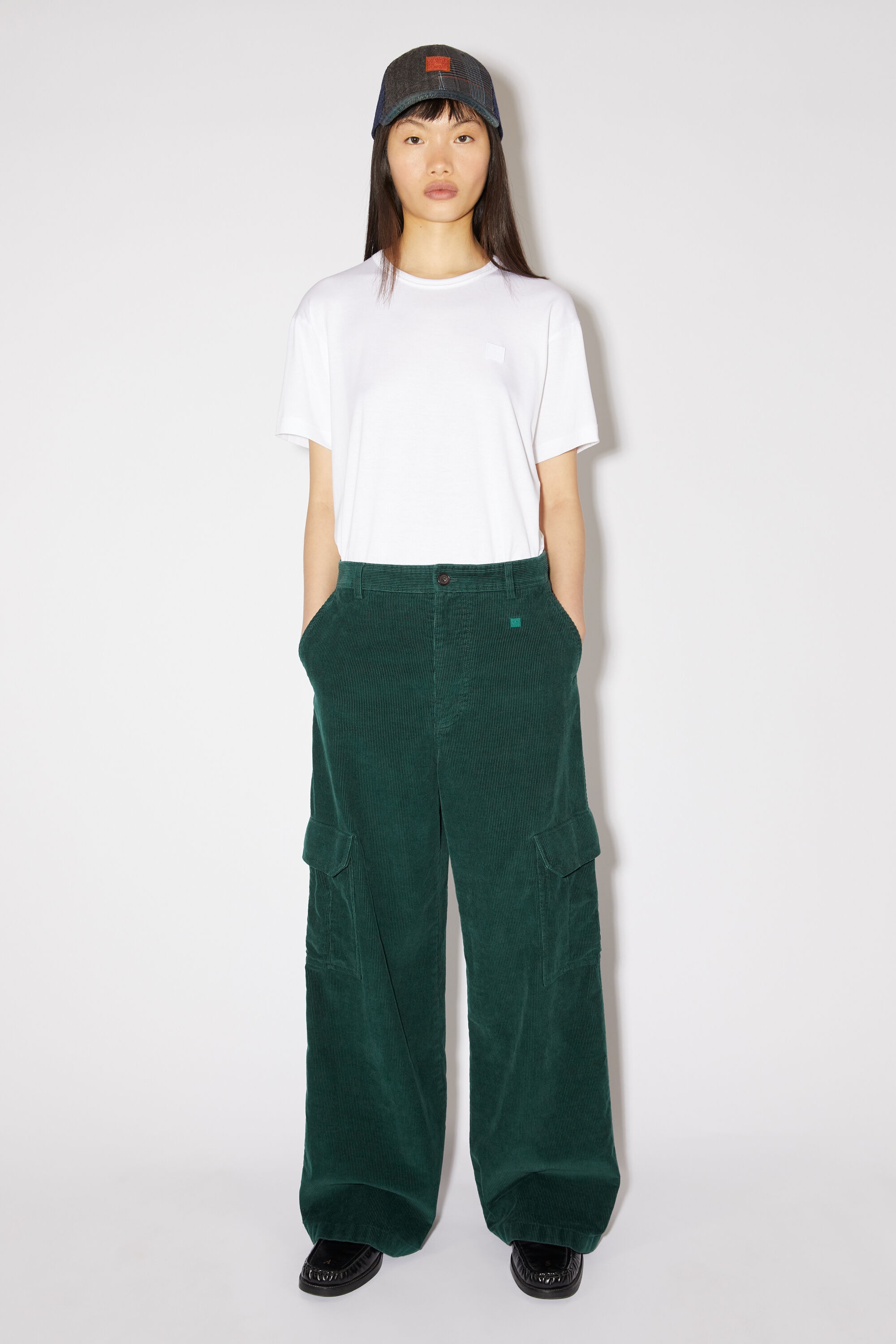 Corduroy cargo trousers - Night green - 2