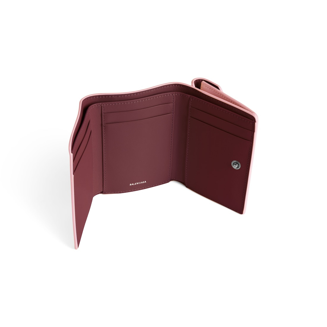 Women's Japan Exclusive - Envelope Mini Wallet in Suede Pink/dark Burgundy - 3