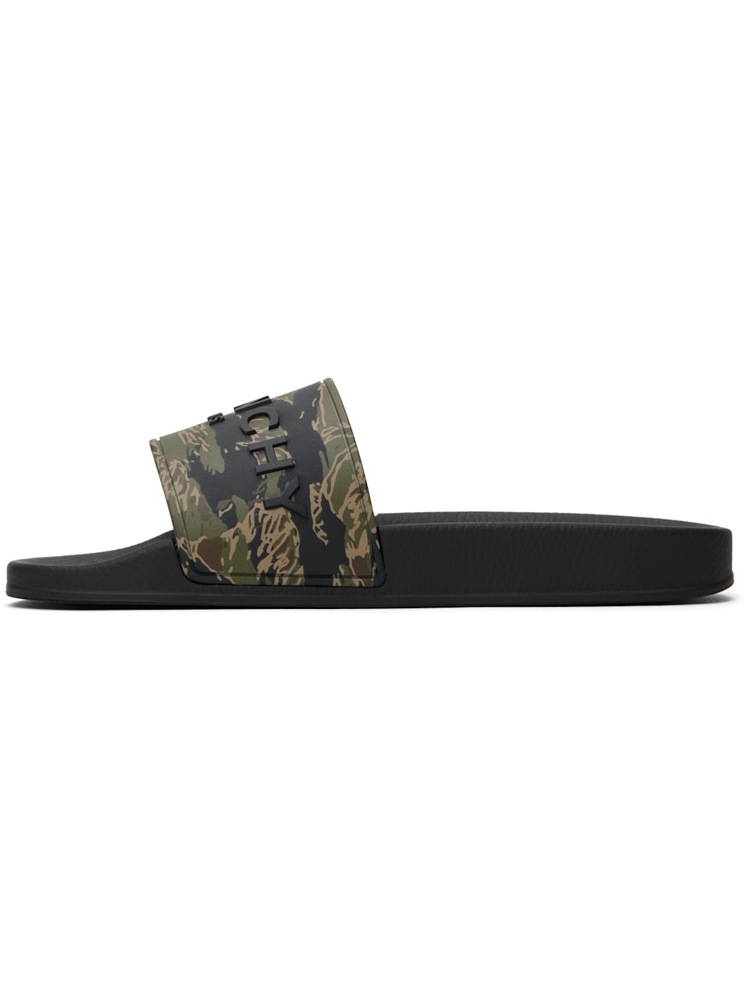 Black & Khaki Slide Flat Pool Slides - 3